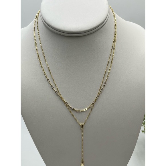 Kendra Scott Jaimee Gold Plated Over Brass Double Strand Chain Y Necklace - Picture 2 of 10